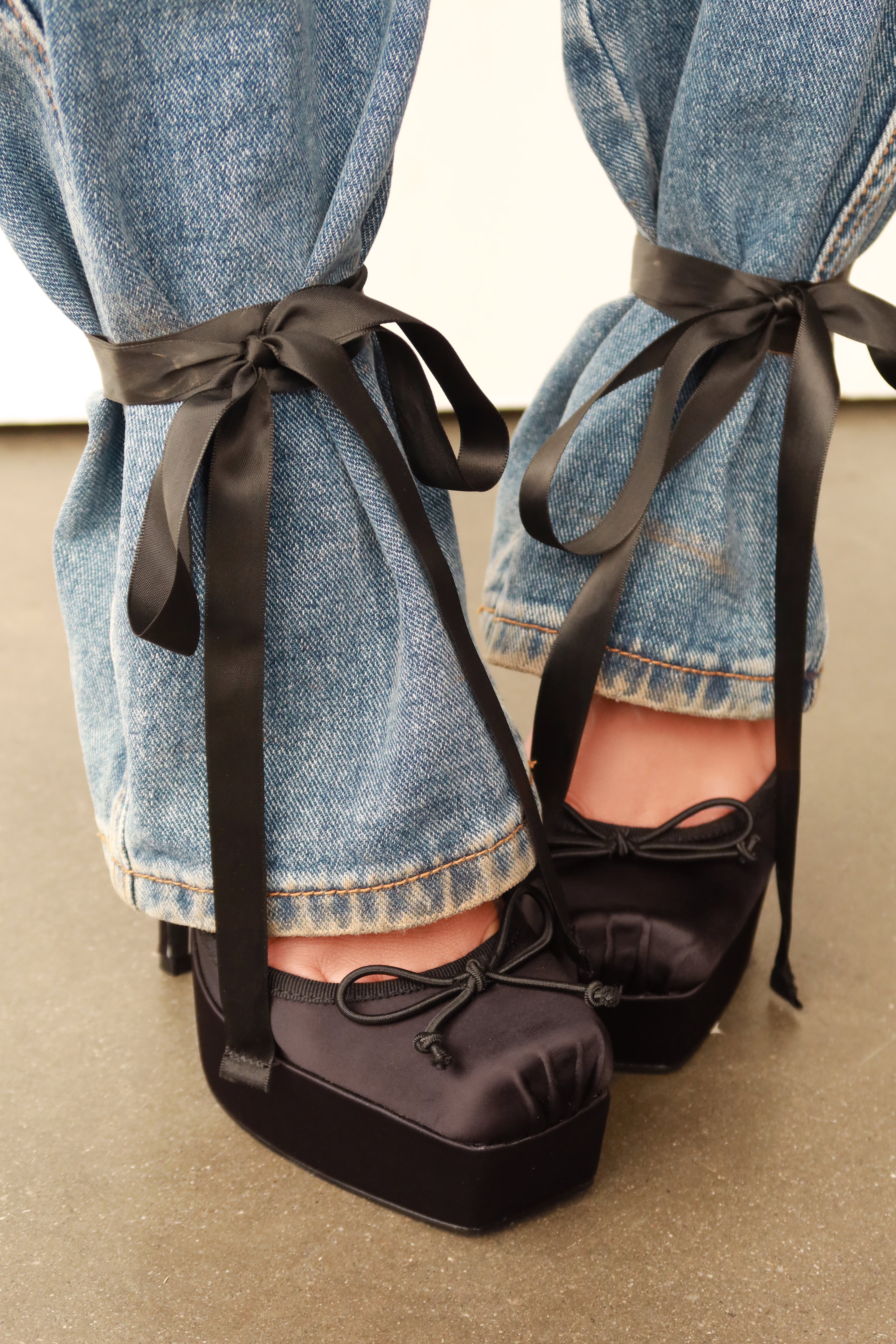 Anastasia Platform Ballet Lace Up Heels - Black