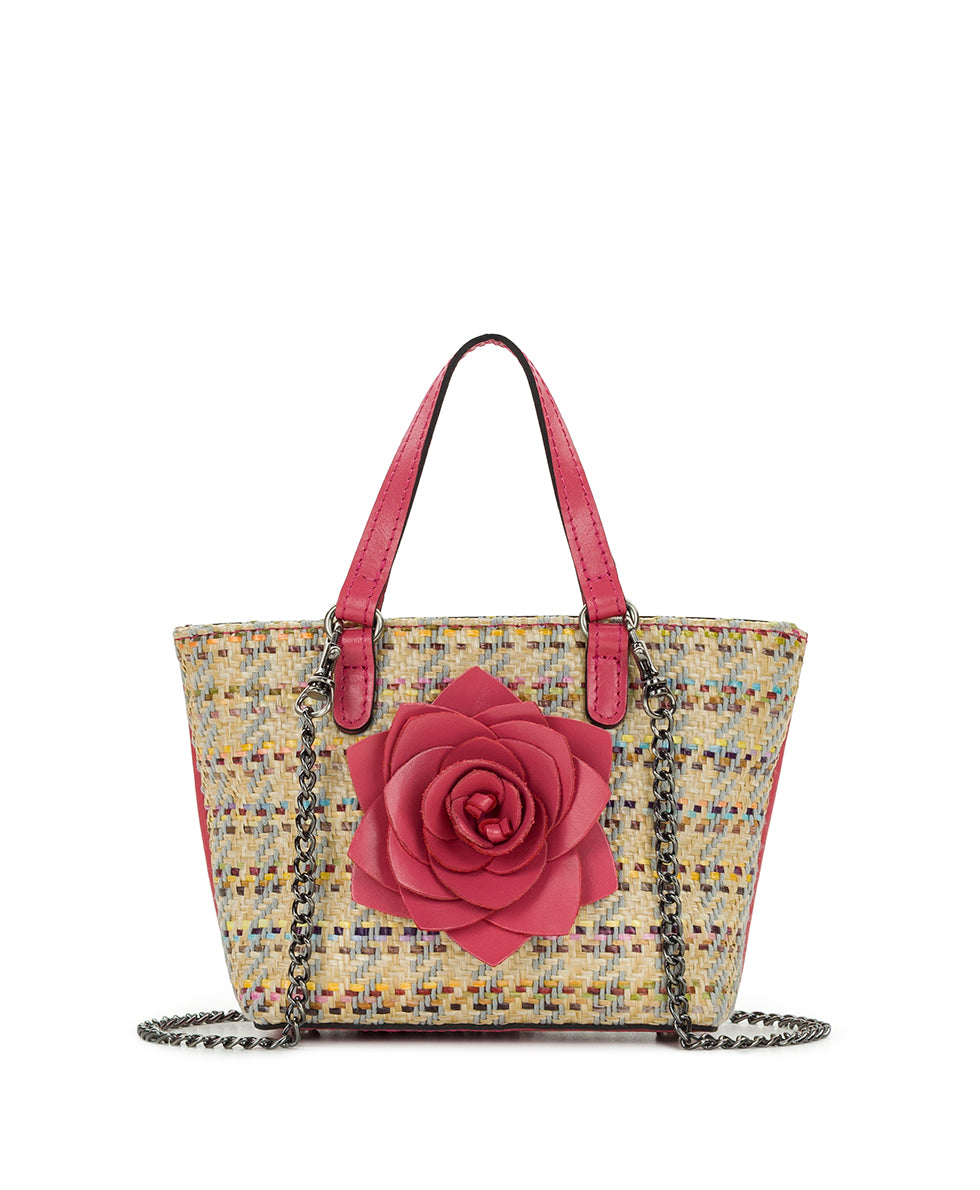 Mini Verzi Chain Crossbody Tote - Rose Spanish Raffia