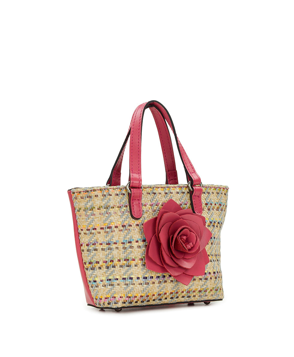 Mini Verzi Chain Crossbody Tote - Rose Spanish Raffia