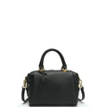 Quinn Structured Pebble Leather Satchel Bag Black Boxy Top Handle Crossbody