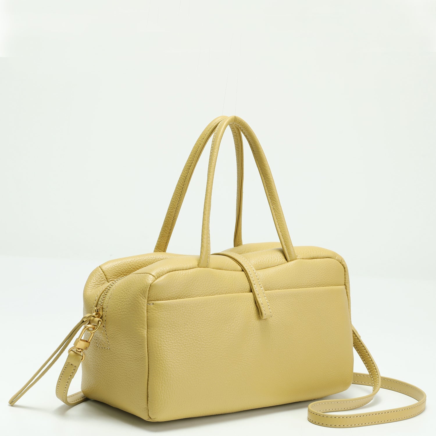 Madison East West Doctor Bag Butter Yellow Leather Top Handle Crossbody