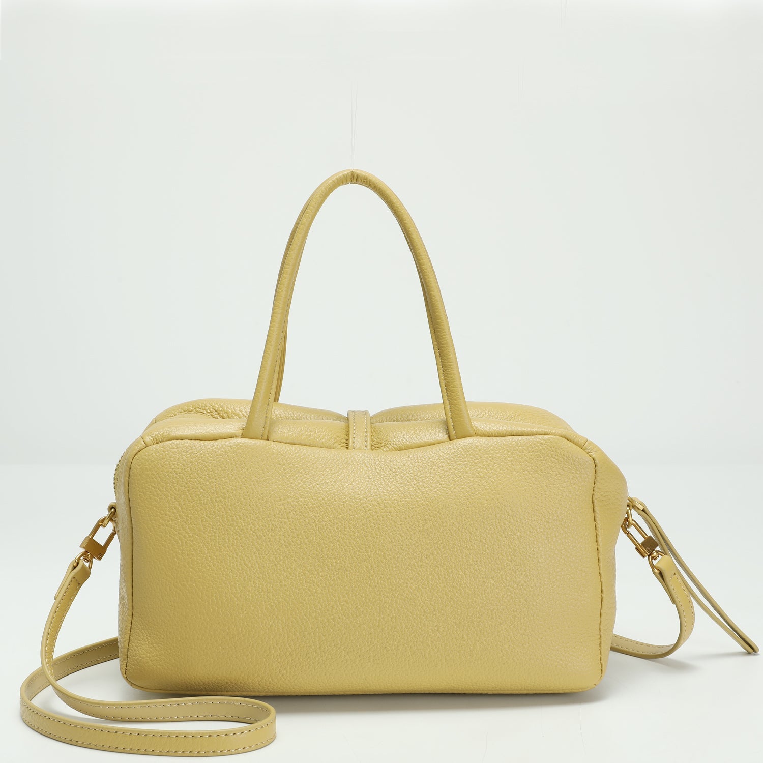 Madison East West Doctor Bag Butter Yellow Leather Top Handle Crossbody