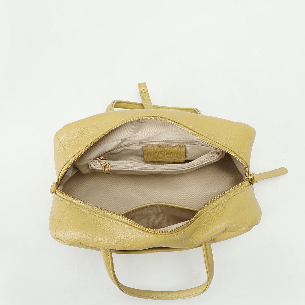 Madison East West Doctor Bag Butter Yellow Leather Top Handle Crossbody