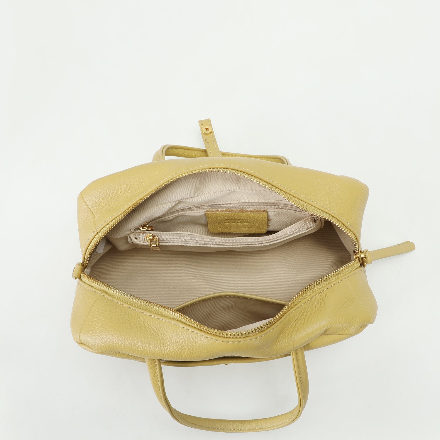 Madison East West Doctor Bag Butter Yellow Leather Top Handle Crossbody
