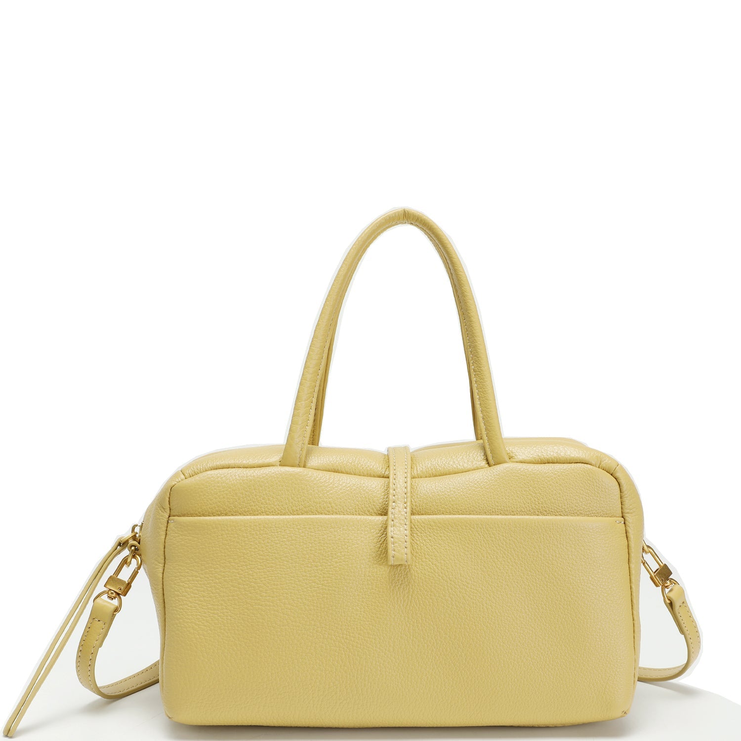 Madison East West Doctor Bag Butter Yellow Leather Top Handle Crossbody