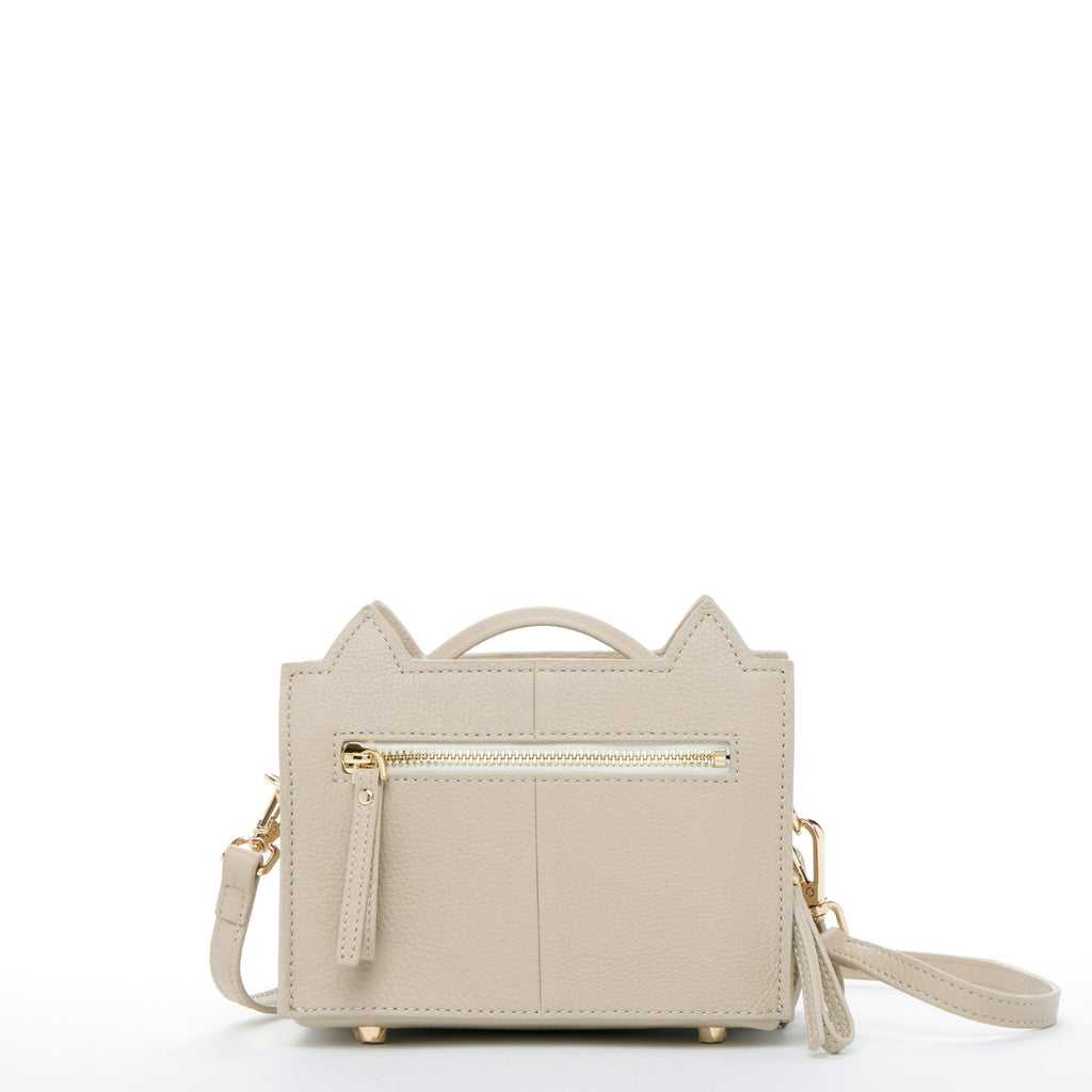 The Cat Leather Cat Crossbody Bag Light Beige Cream