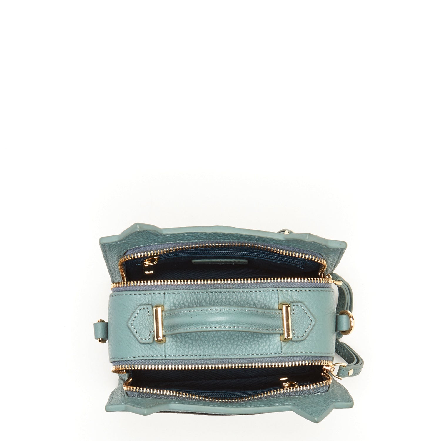 Leather Cat Purse Crossbody Bag Mineral Blue