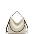 Riva Women's Convertible Cream Leather Hobo Slouchy Shoulder Bag Triple Straps
