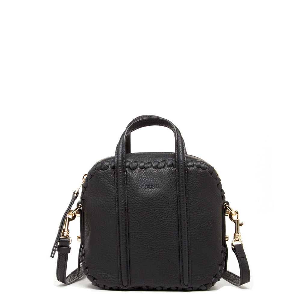 Black Purse Leather Crossbody Bag Medium Size Women's Handbag