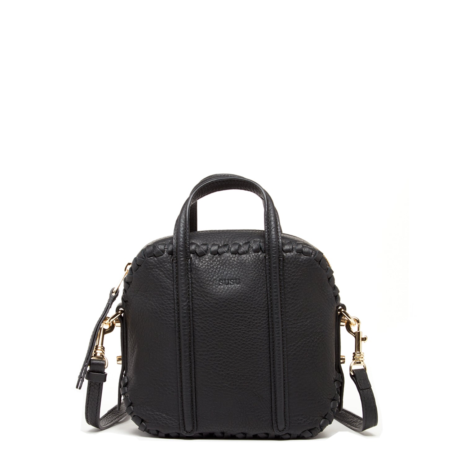 Black Purse Leather Crossbody Bag Medium Size Women's Handbag