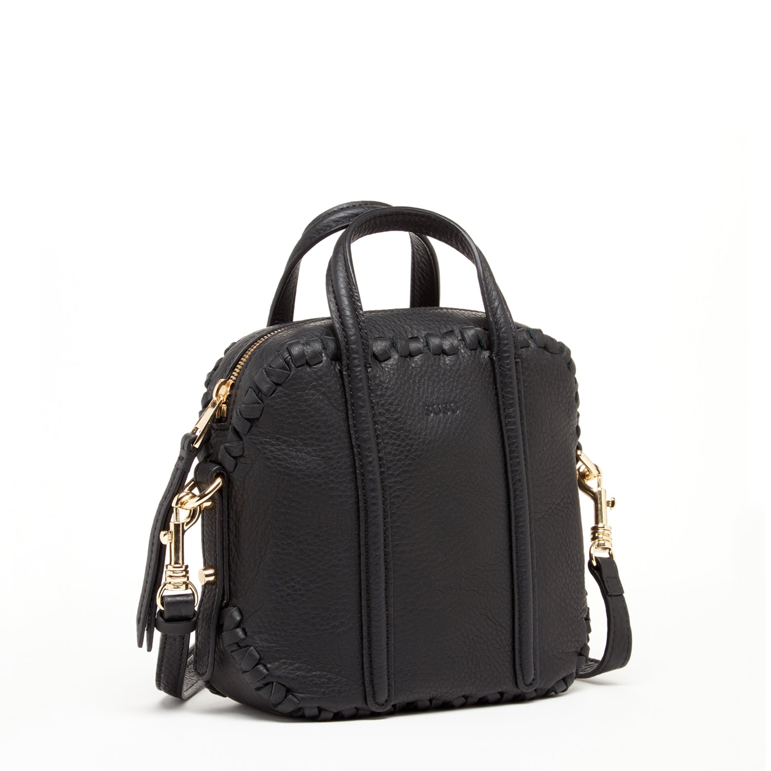 Black Purse Leather Crossbody Bag Medium Size Women's Handbag