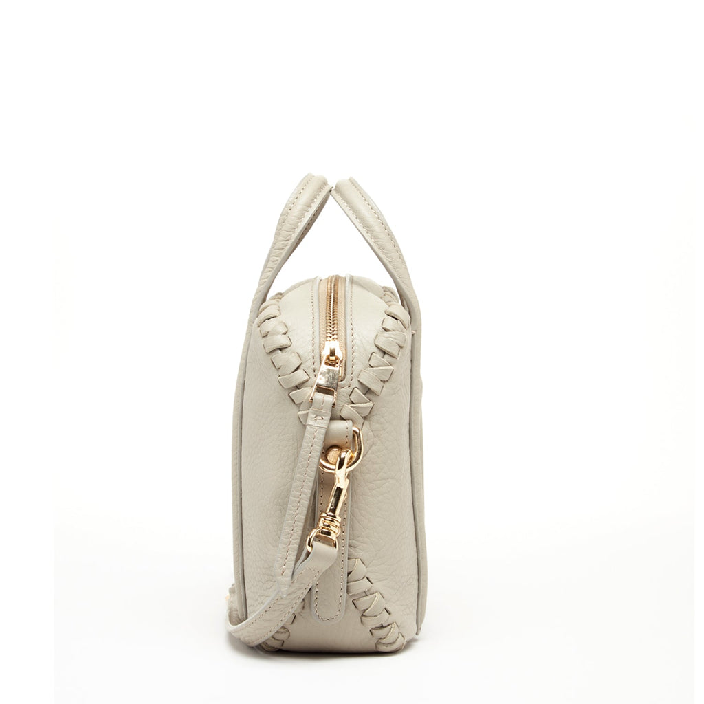 Leather Crossbody Bag Medium Size Women's Handbag Grayish Beige Purse