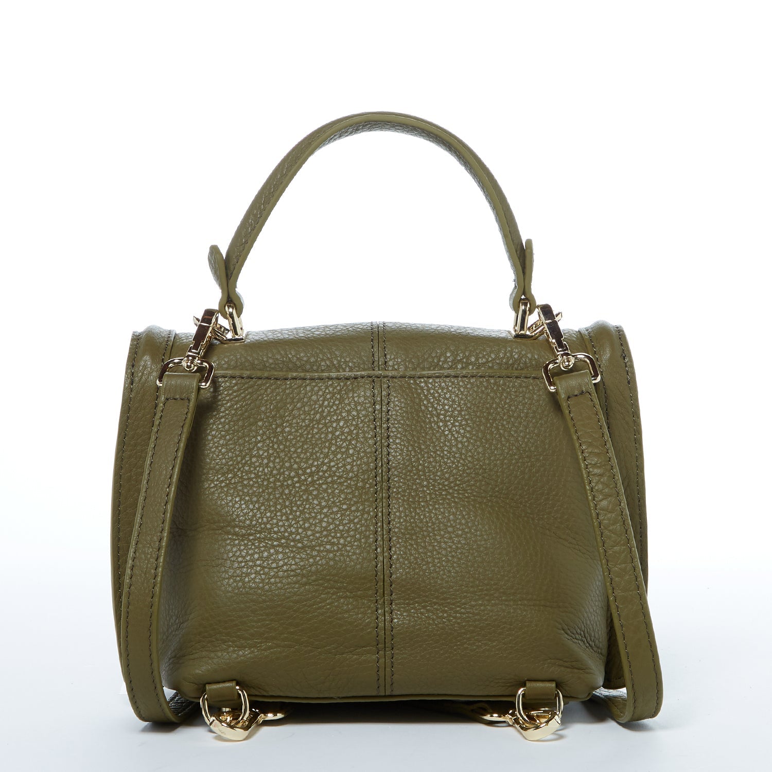 Leather Backpack for Women Convertible Crossbody Bag Olive Green Purse