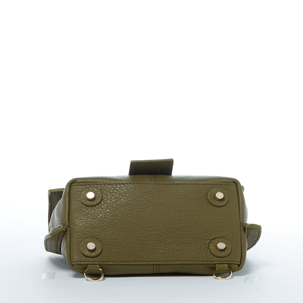 Leather Backpack for Women Convertible Crossbody Bag Olive Green Purse