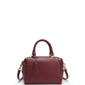 Quinn Structured Pebble Leather Satchel Bag Boxy Maroon Top Handle Crossbody