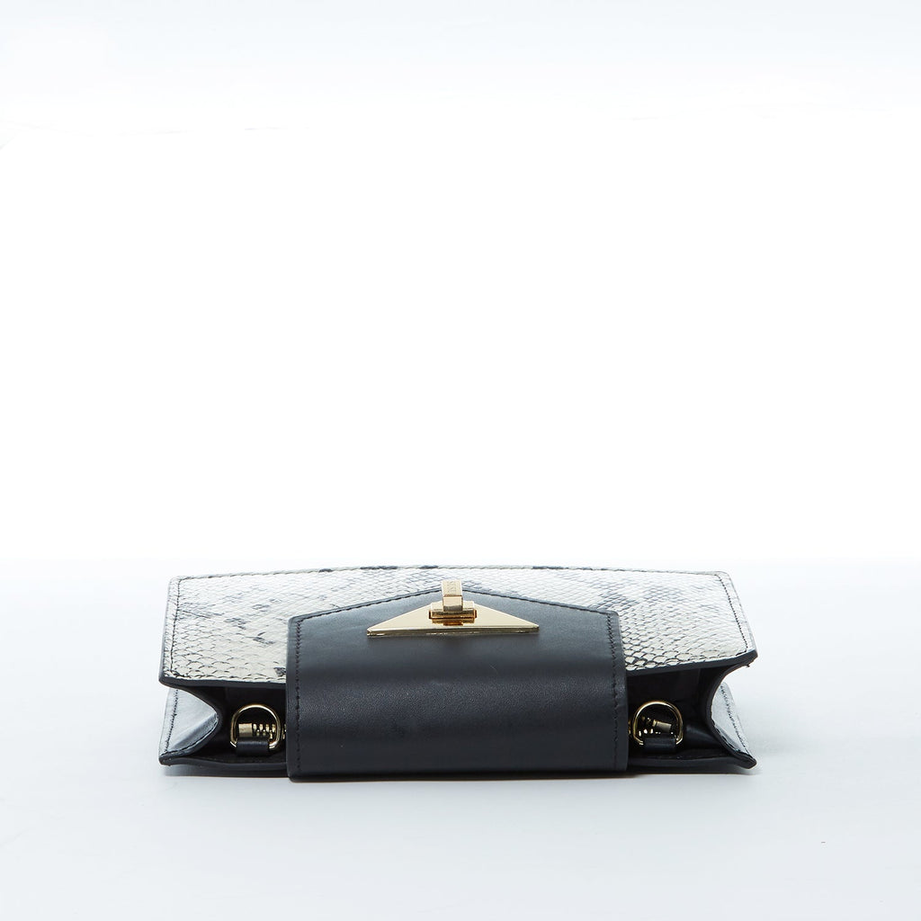 Mini Crossbody Bag Small Leather Snakeskin Black Purse Wristlet Women's Handbag