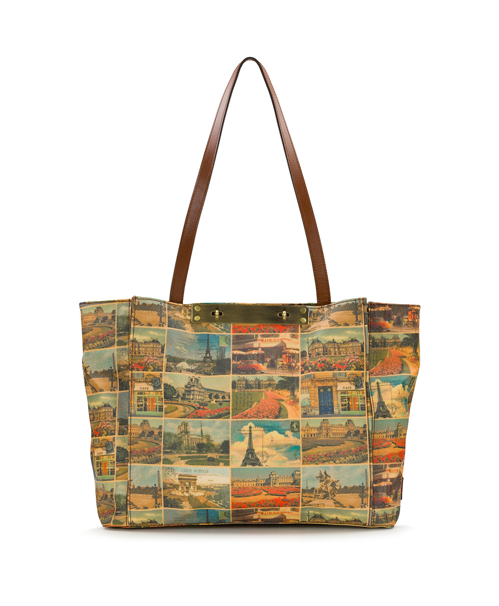 Silvi Tote - Patina Coated Linen Canvas - Postcards From Paris