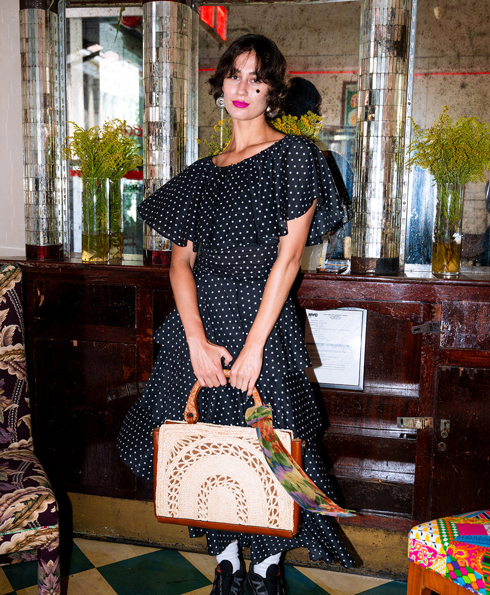 Estelle Straw Tote with Scarf - Specialty Woven