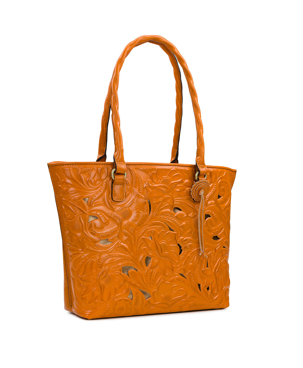 Adeline Tote - Burnished Cutout Tooled