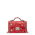 Studded Small Leather Crossbody Bag Red Purse