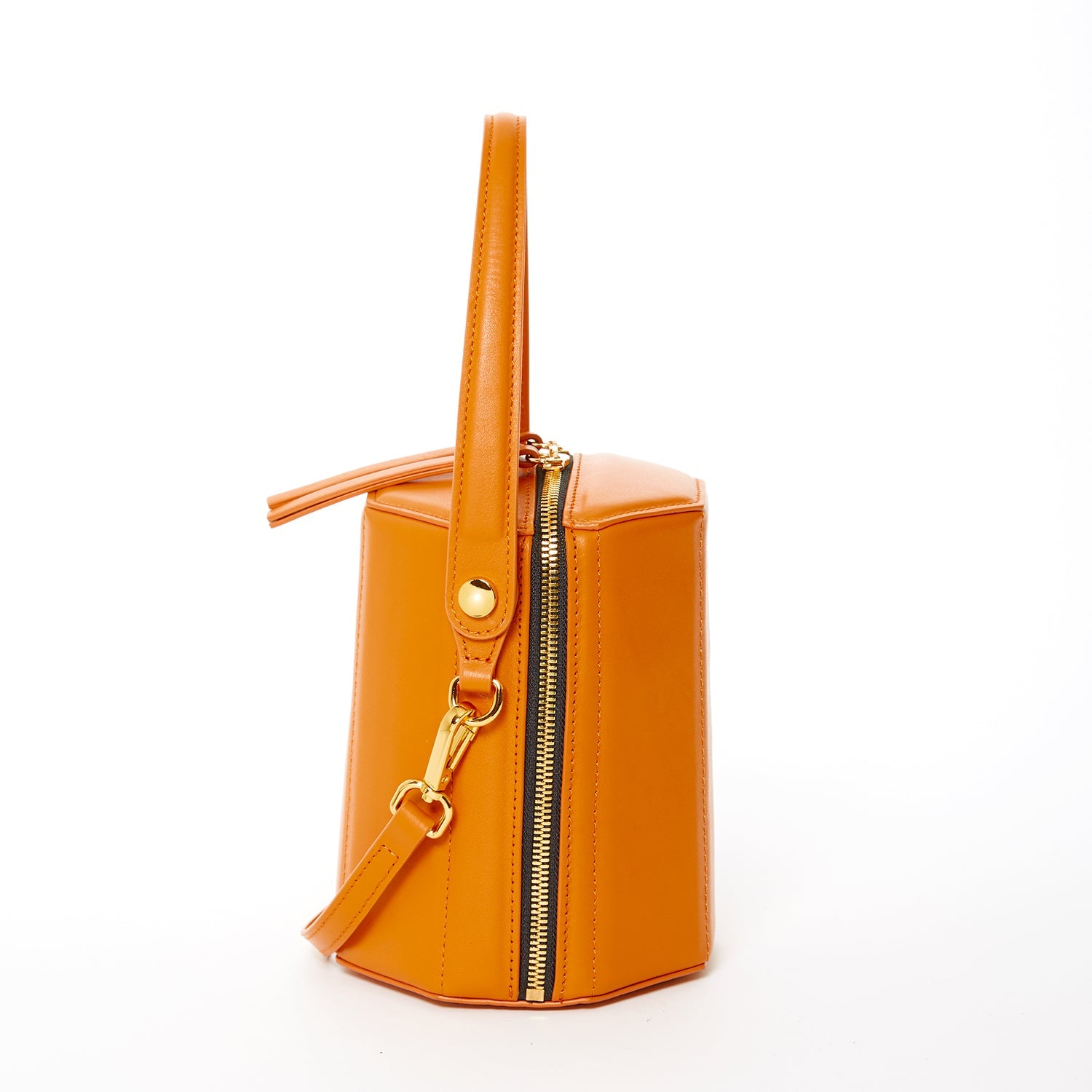 Leather Bucket Bag  Small Crossbody Orange Purse Women's Handbag