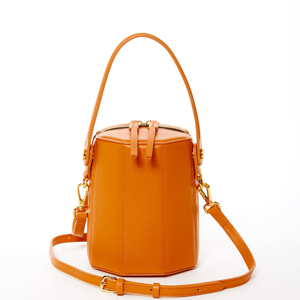 Leather Bucket Bag  Small Crossbody Orange Purse Women's Handbag