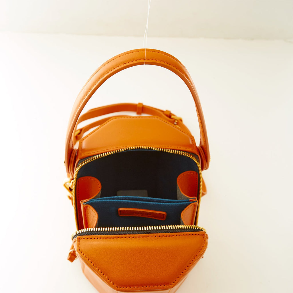 Leather Bucket Bag  Small Crossbody Orange Purse Women's Handbag