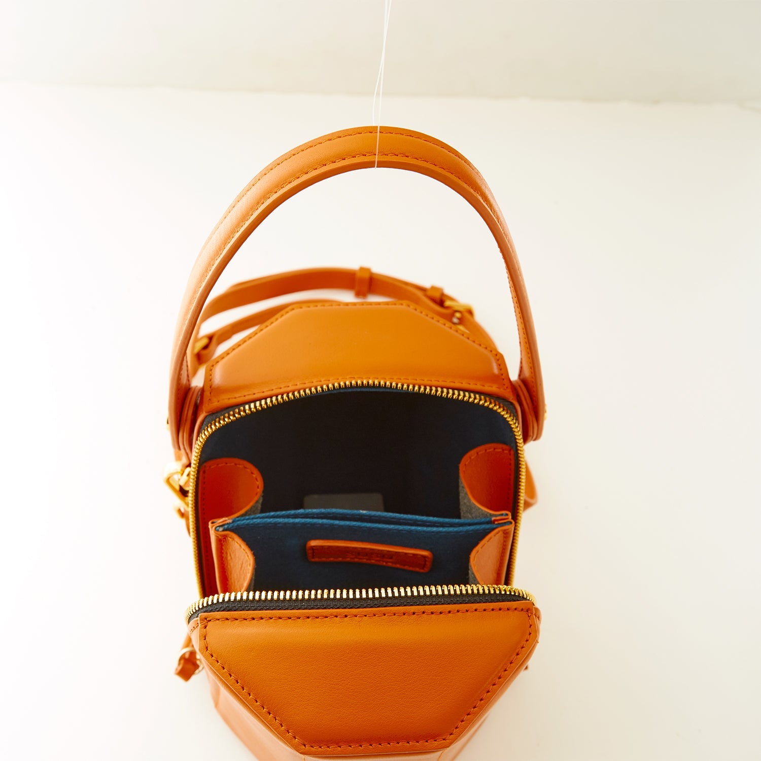 Leather Bucket Bag  Small Crossbody Orange Purse Women's Handbag