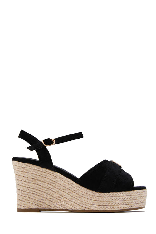 Ciana Platform Espadrille Wedge Heels - Black