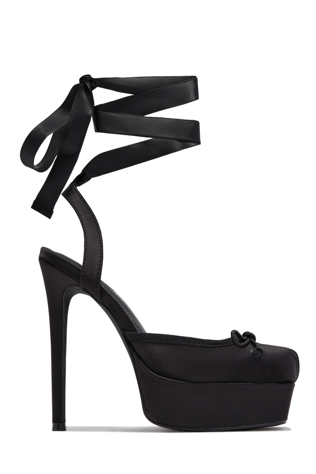 Anastasia Platform Ballet Lace Up Heels - Black
