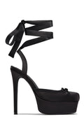 Anastasia Platform Ballet Lace Up Heels - Black