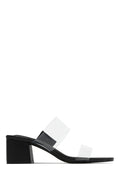 Yara Clear Strap Block Mid Heel Mules - Black