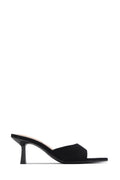Hallie Pointed Toe Mid Heel Mules - Black