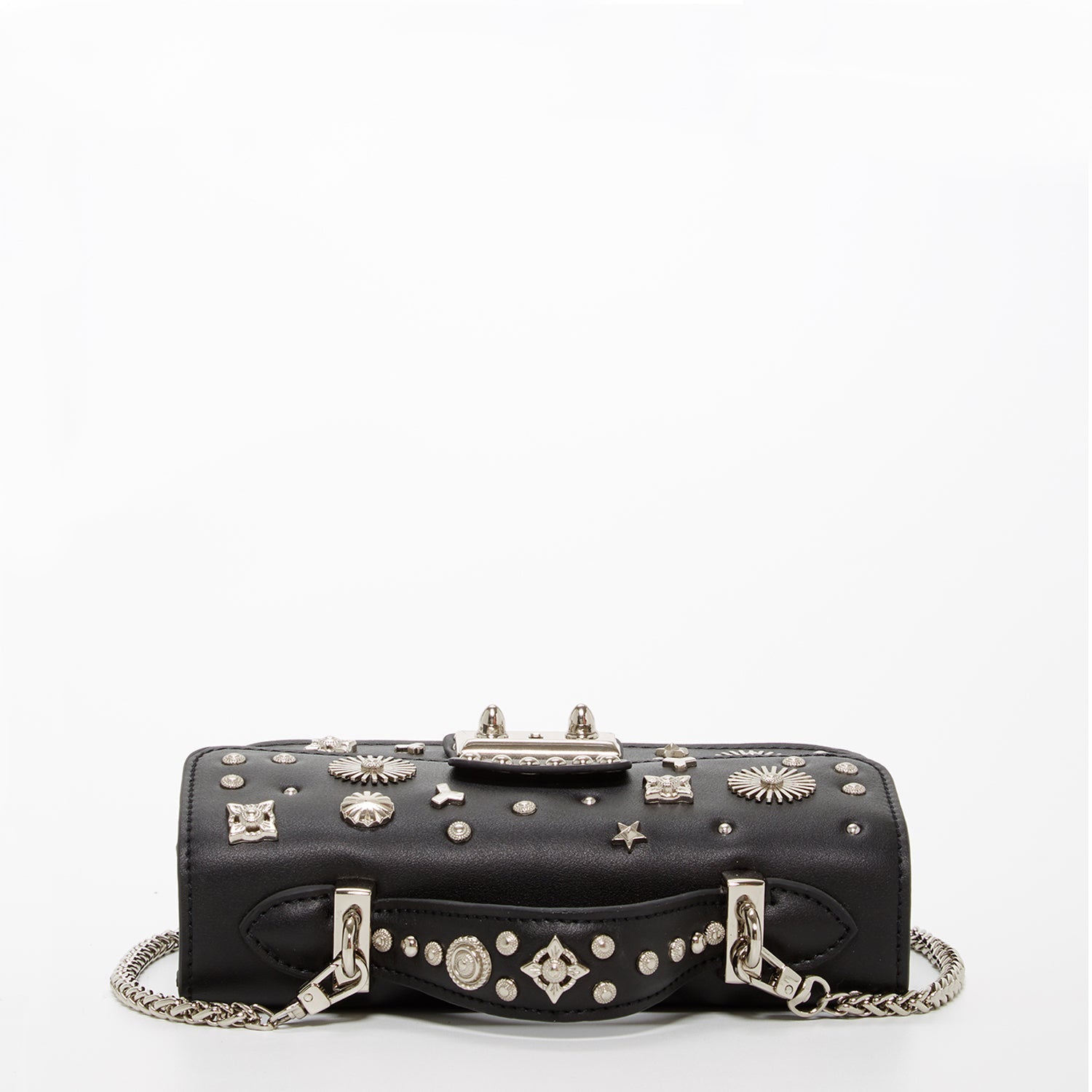 Studded Small Leather Crossbody Bag Black Purse
