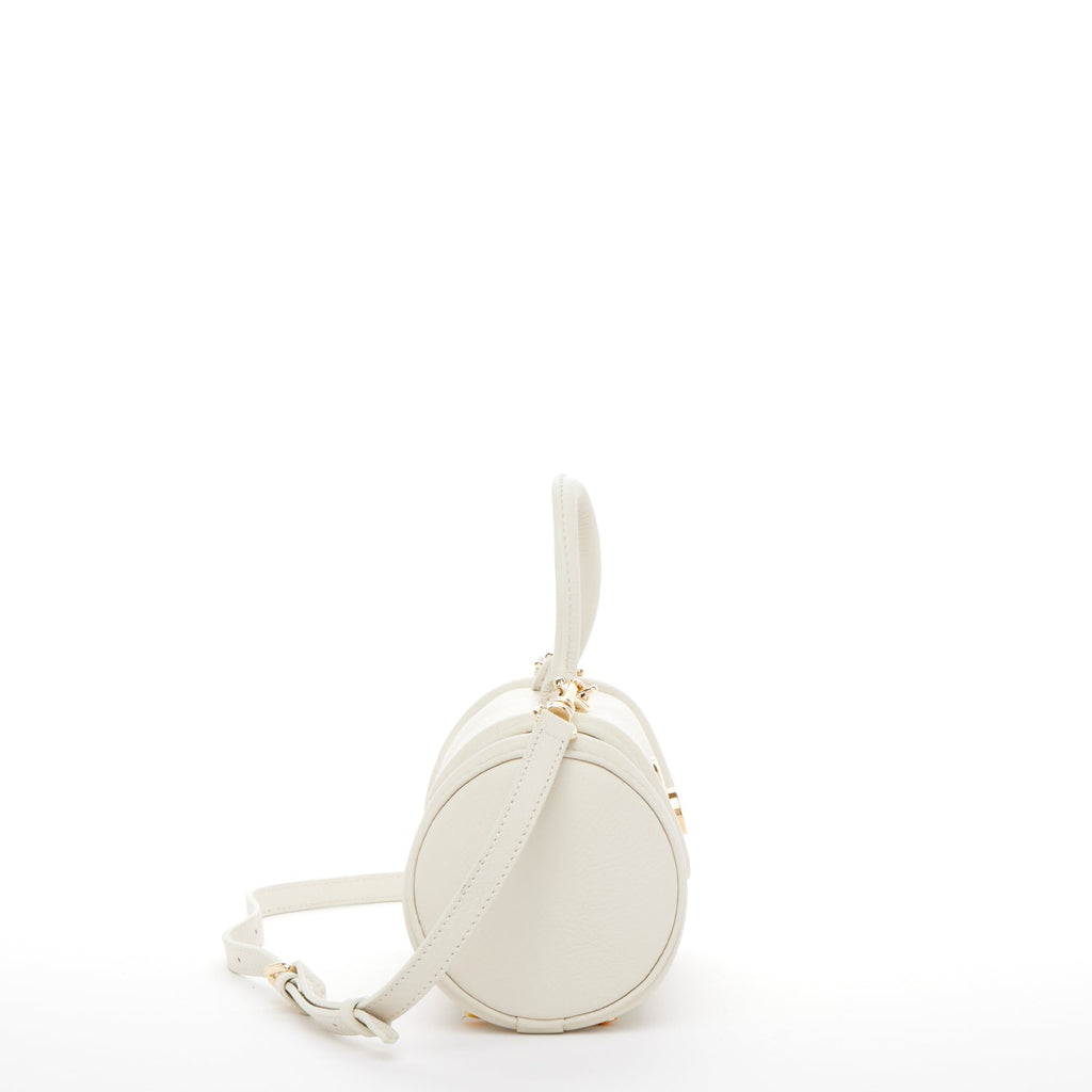 Cream Leather Cylinder Bag