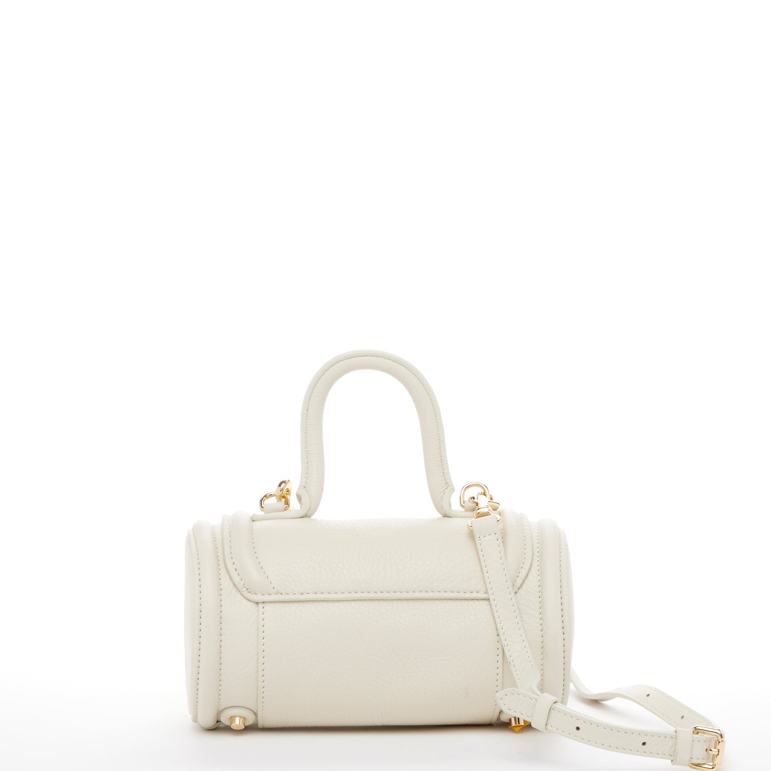 Cream Leather Cylinder Bag
