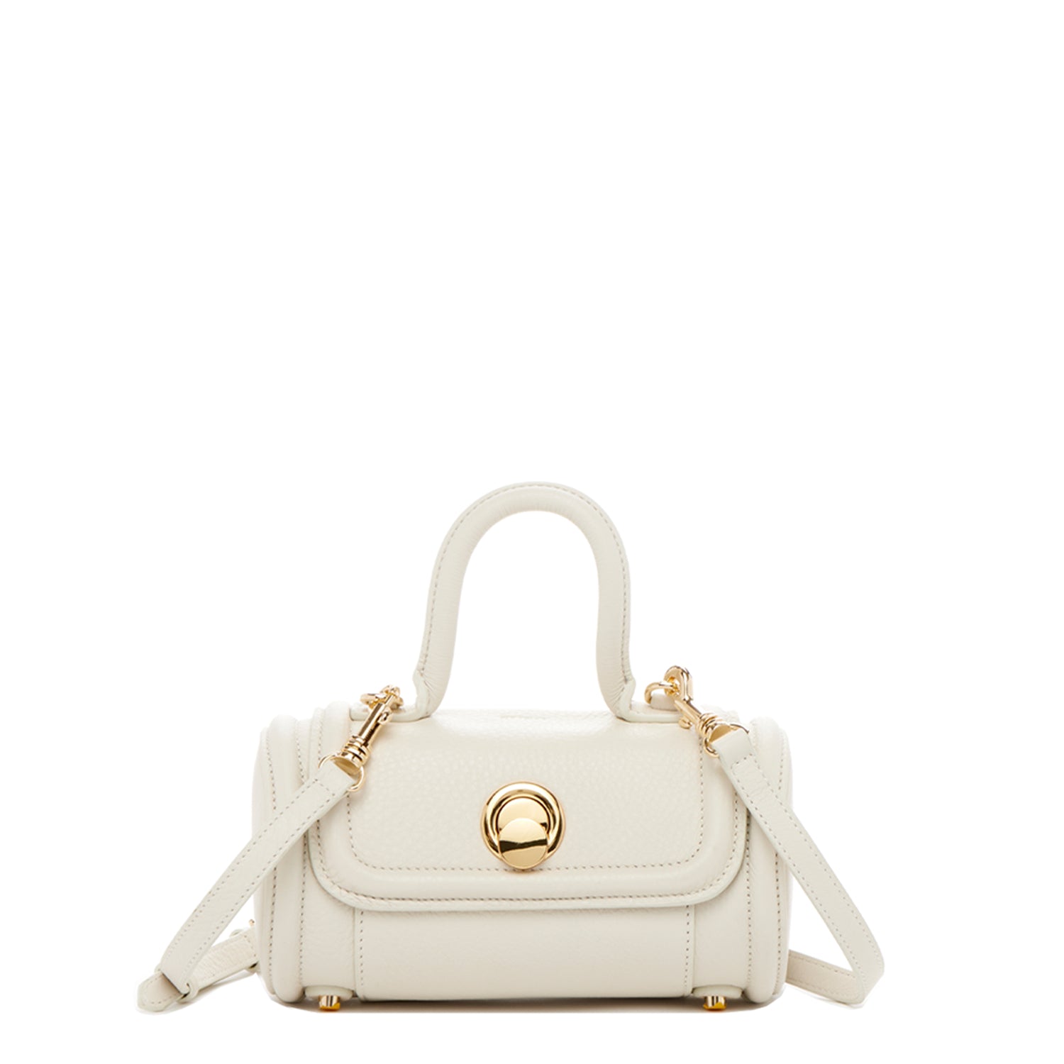 Cream Leather Cylinder Bag