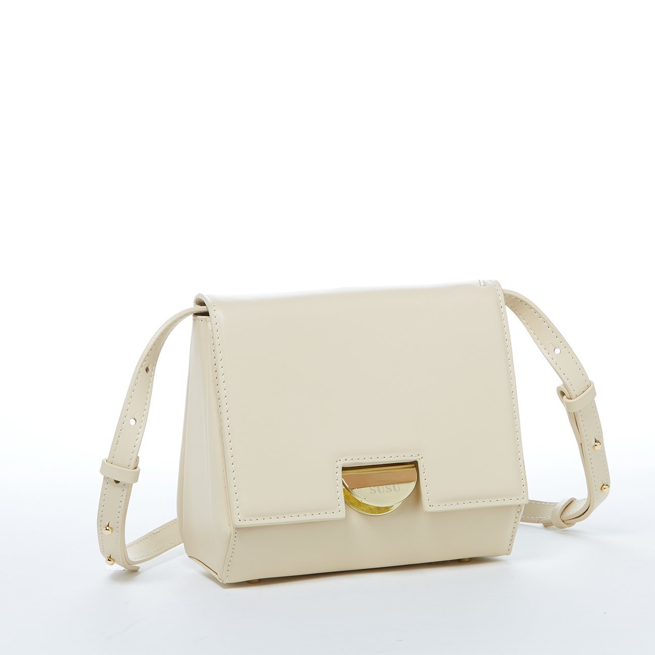 Leather Saddle Bag Off White Crossbody Purse Cream Women's Handbag