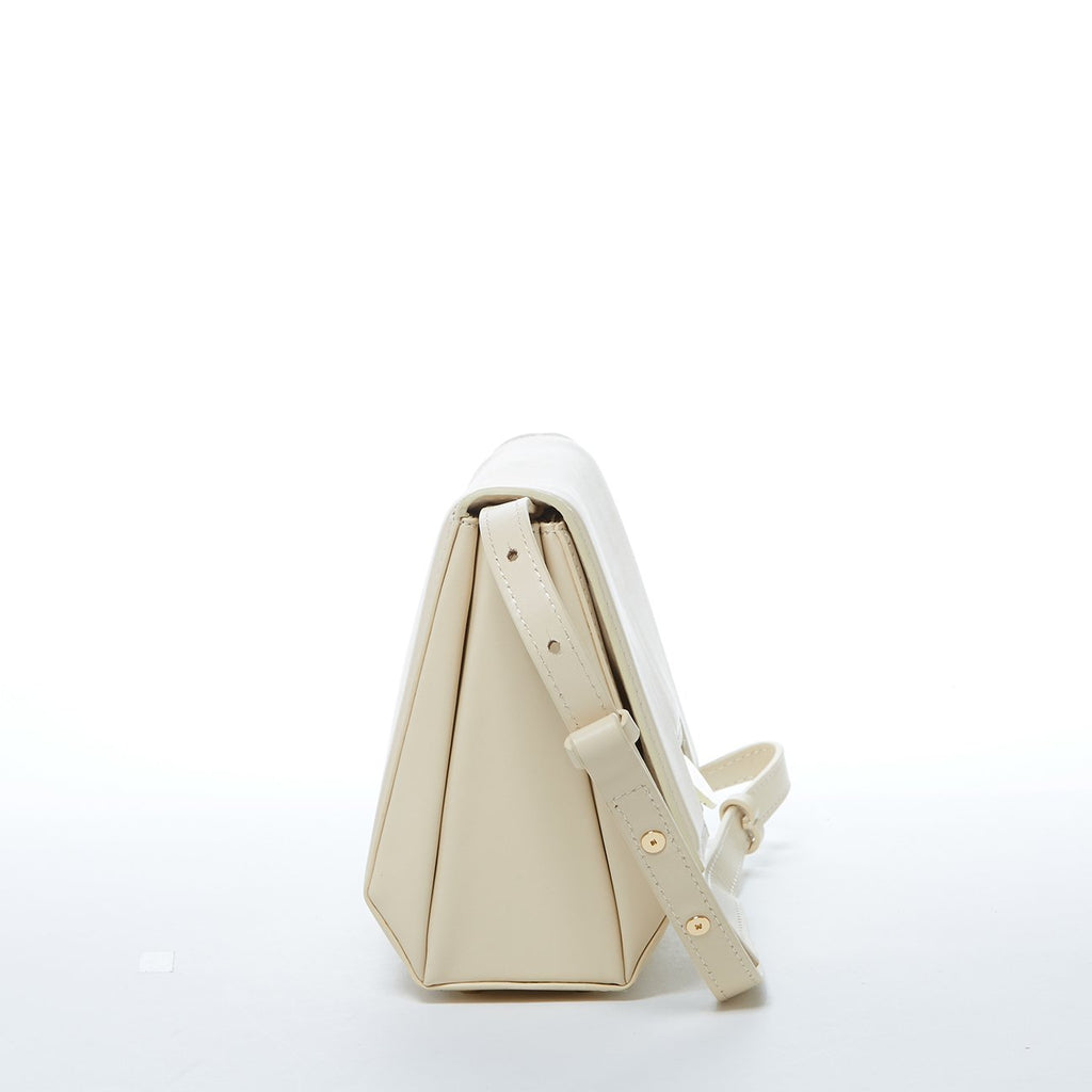 Leather Saddle Bag Off White Crossbody Purse Cream Women's Handbag