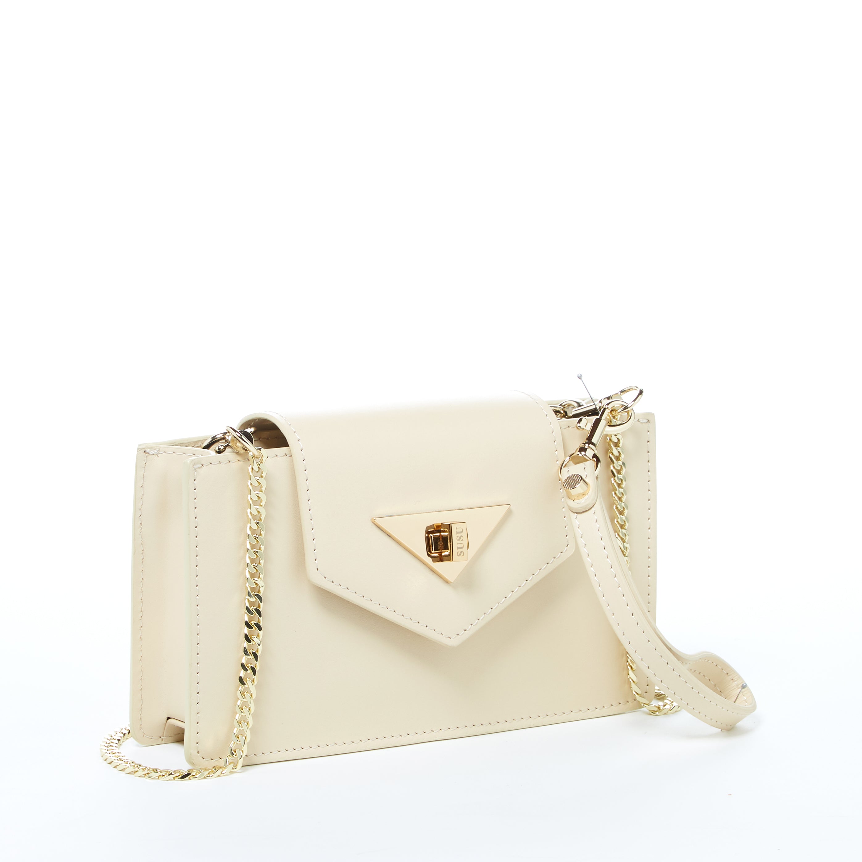 Off White Bag Mini Crossbody Purse Cream Leather Wristlet Women's Handbag