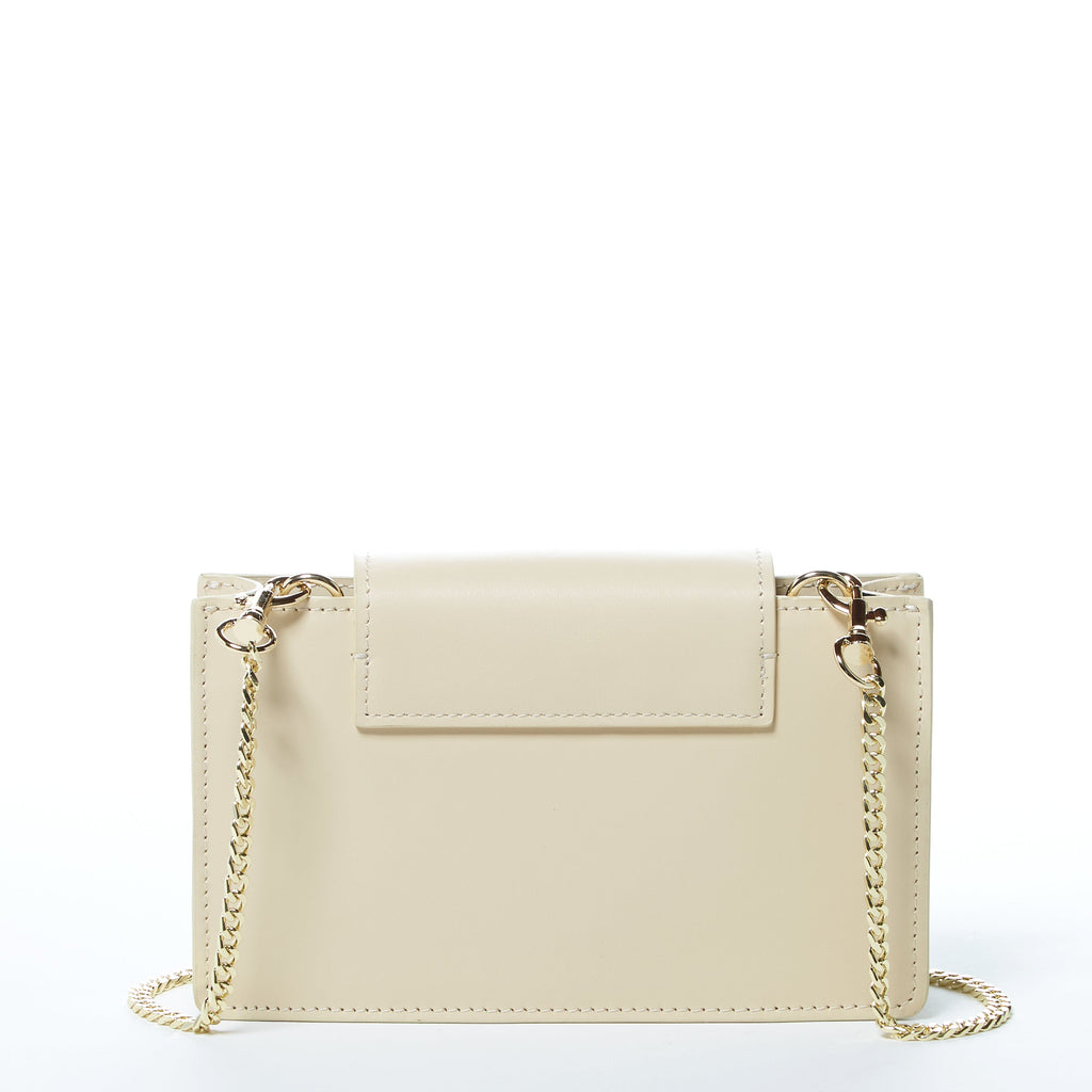 Off White Bag Mini Crossbody Purse Cream Leather Wristlet Women's Handbag