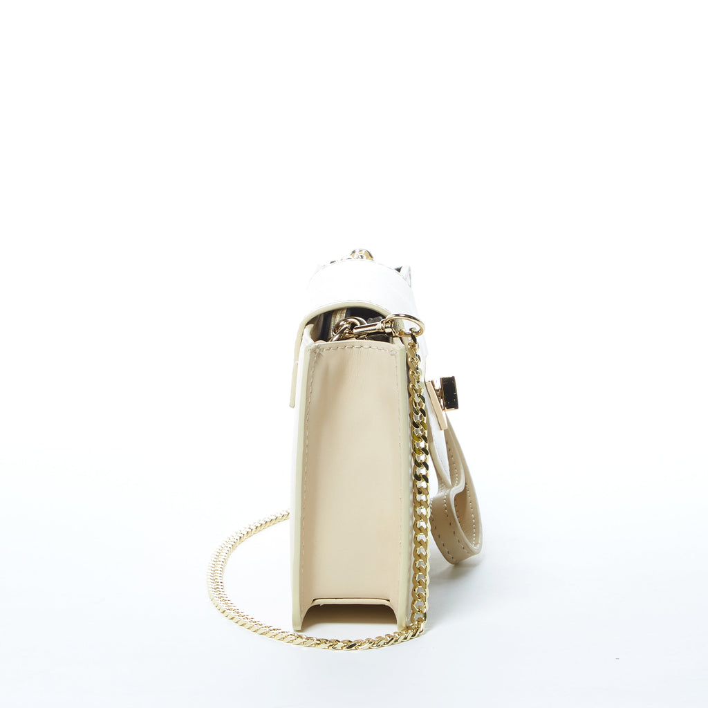 Off White Bag Mini Crossbody Purse Cream Leather Wristlet Women's Handbag