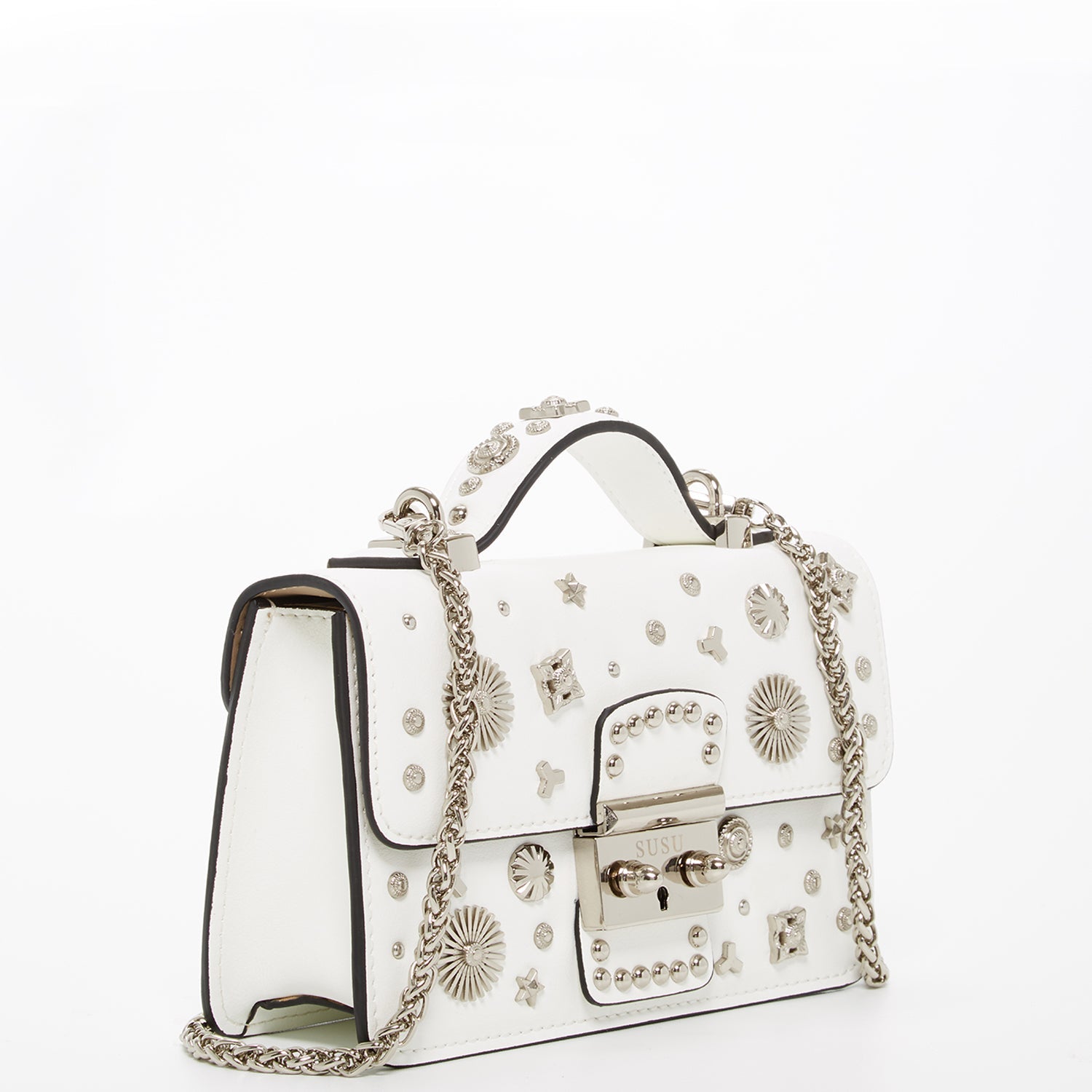 White Purse Small Leather Crossbody Bag