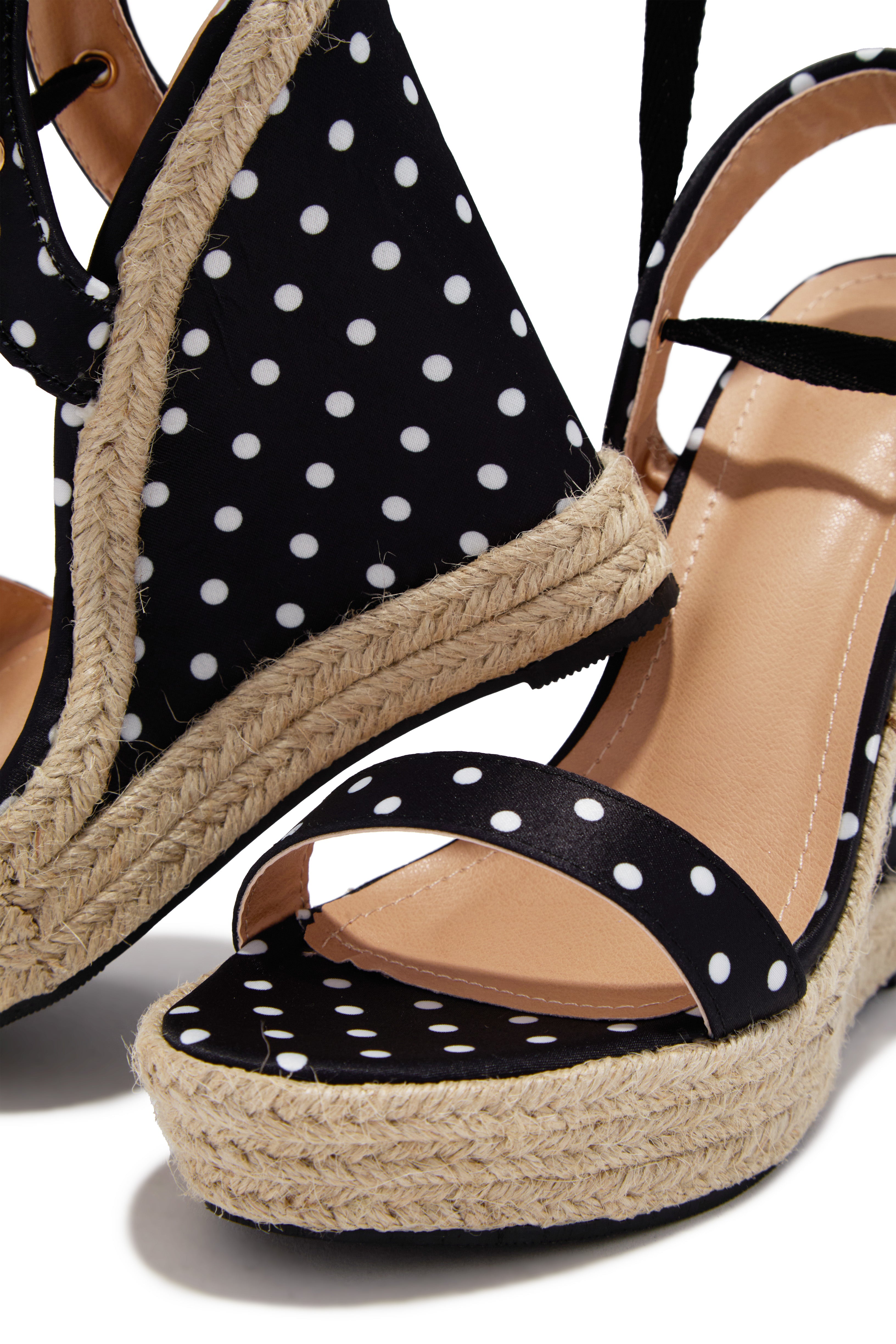 Lucy Platform Lace Up Wedges - Polka Dot